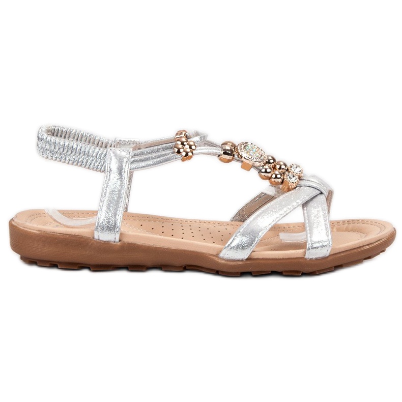 SHELOVET Litteät sandaalit koristeilla harmaa