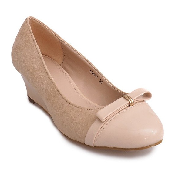 Suede Wedge Pumput 50987 Beige