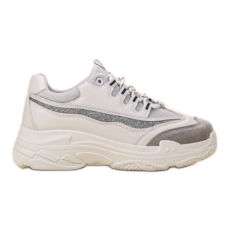 SHELOVET Glitterillä varustetut lenkkarit valkoinen harmaa