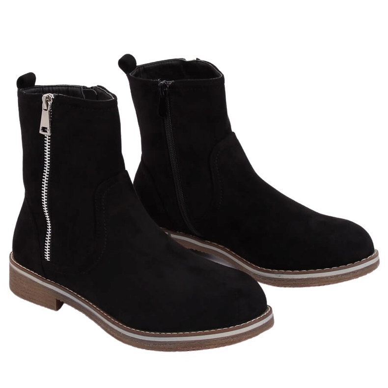 Mustat naisten litteät saappaat 0-255 Musta