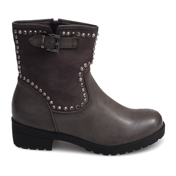 Harmaat moottorisaappaat, joissa nastat 1640