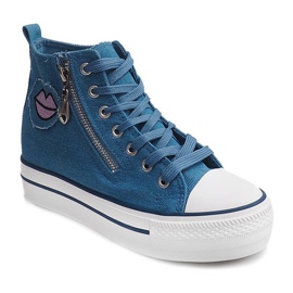 Korkeat denim -lenkkarit K3031 Navy Blue tummansininen