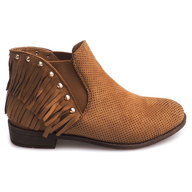 Avoimet Boho -saappaat Fringe 3576 Camel ruskea