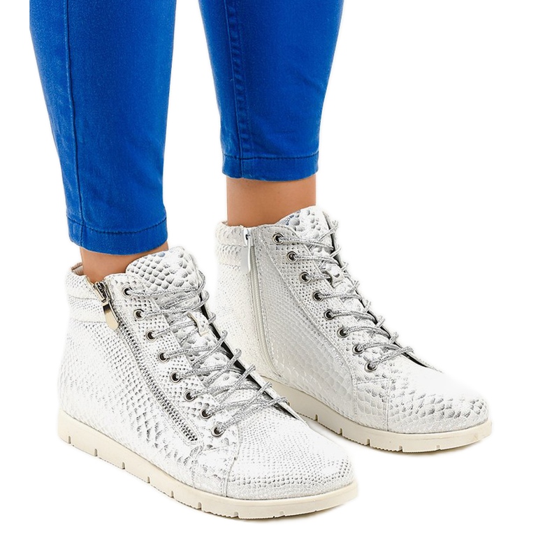 Hopeiset nauhakenkä vetoketjulla 1557-38A harmaa