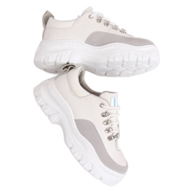 Korkeapohjaiset kengät, valkoinen ja harmaa PF5329 Harmaa