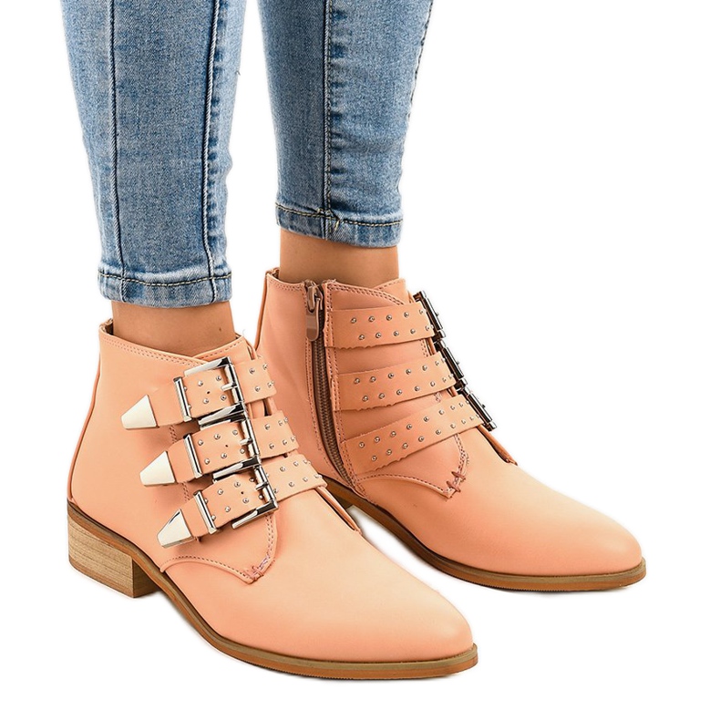 Vaaleanpunaiset saappaat, joissa A-263 vetoketjusolki vaaleanpunainen