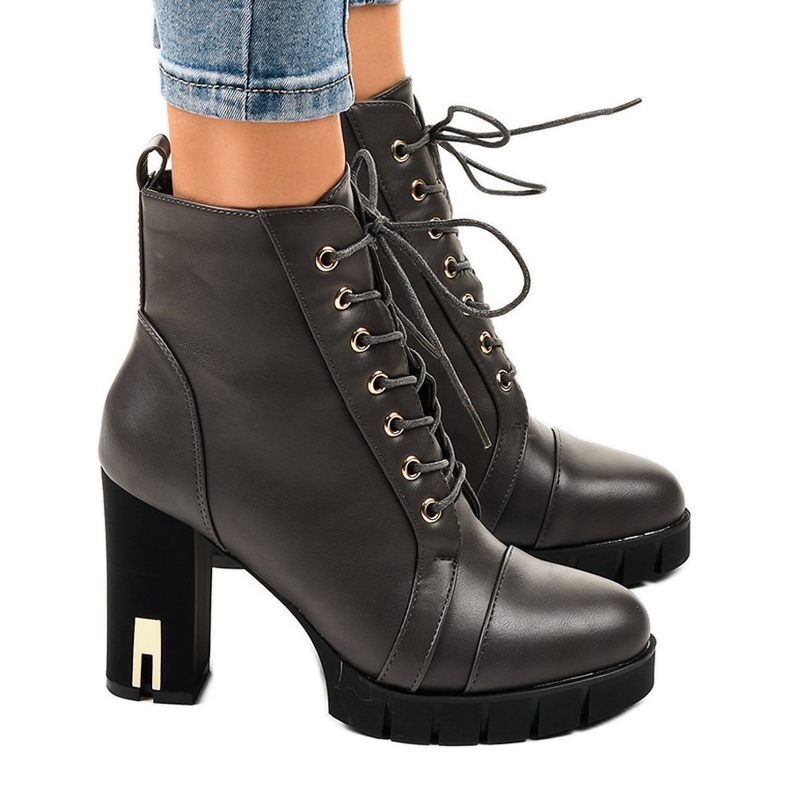 Lämpimät saappaat pylväässä, jossa on K-9925-vetoketju harmaa