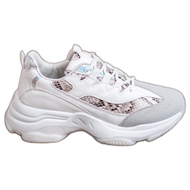 Kayla Snake Print sidotut lenkkarit valkoinen