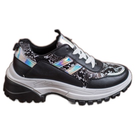 SHELOVET Musta Snake Print Tennarit