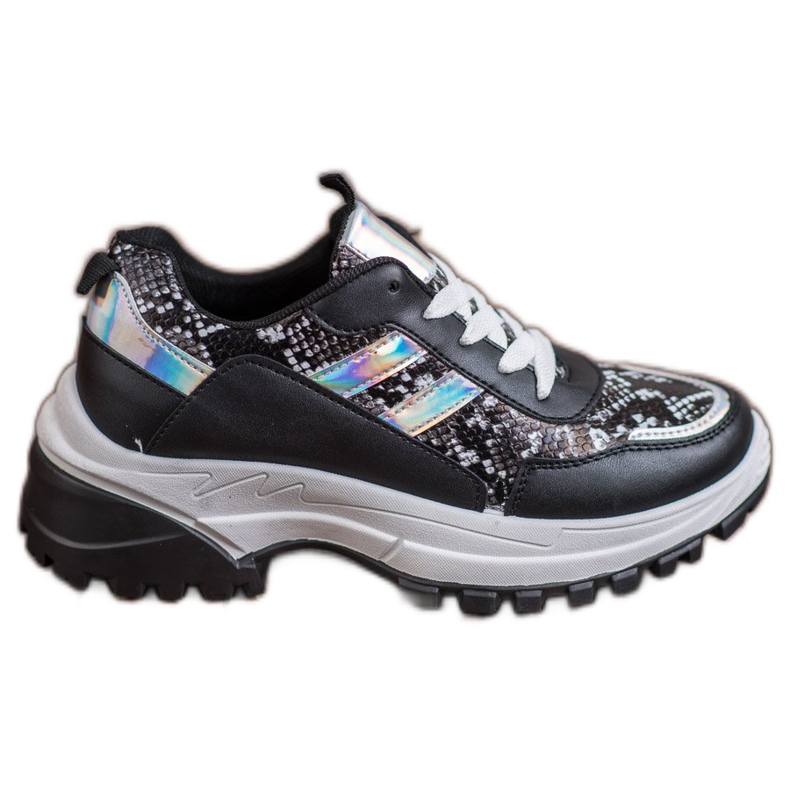 SHELOVET Musta Snake Print Tennarit