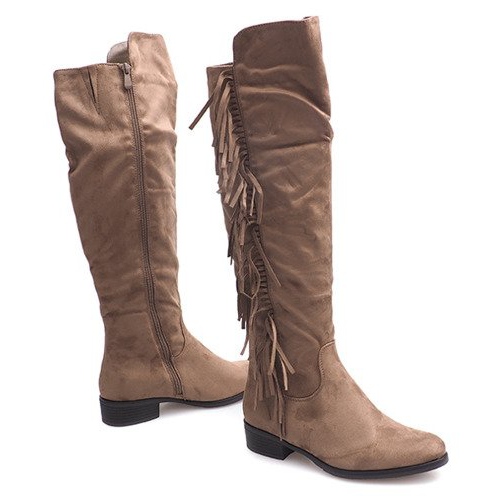 Lämmin mokkanahka Boho Boots B13H Khaki monivärinen vihreä