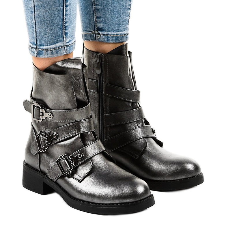 Harmaat naisten saappaat soljilla HQ1588