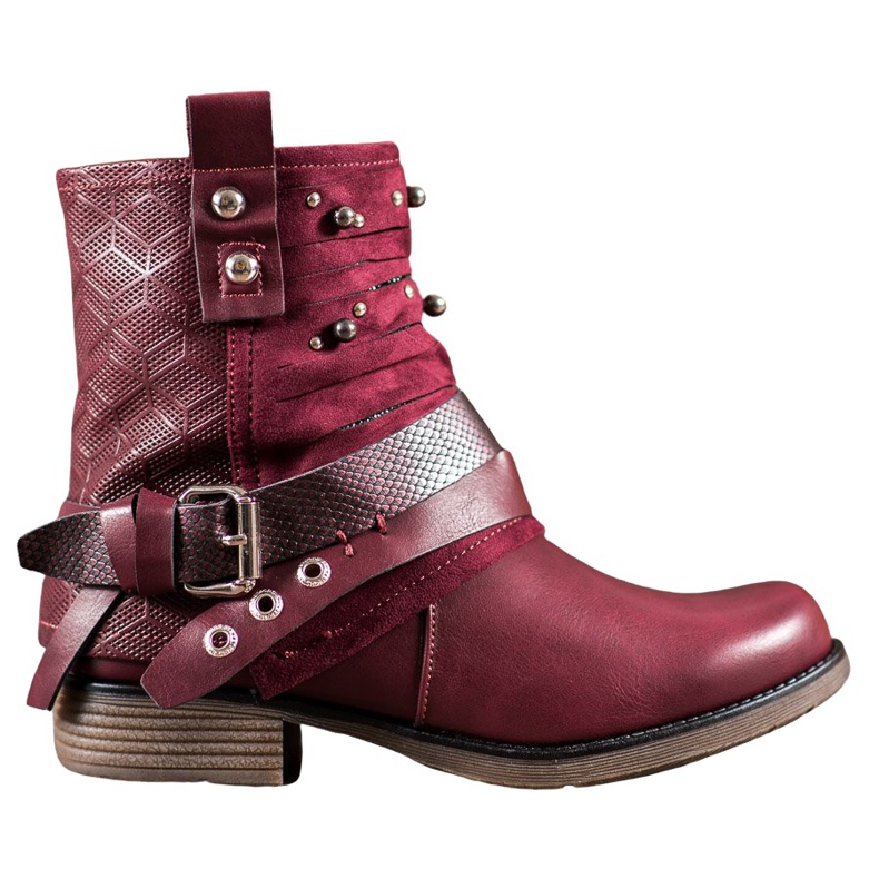 SHELOVET Saappaat tekojalokivillä punainen