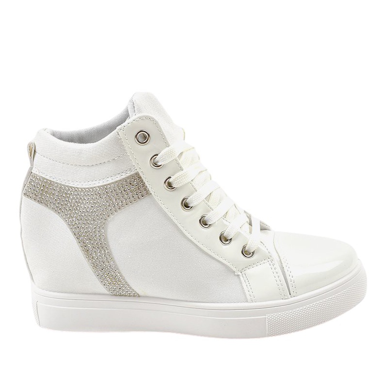 Valkoiset kiilamaiset lenkkarit paljeteilla AN2959 valkoinen