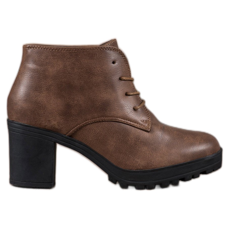 SHELOVET Nauhalliset saappaat alustalla ruskea monivärinen