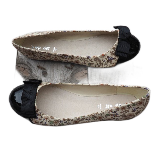 Ballerinat jousella 6148 Khaki ruskea musta