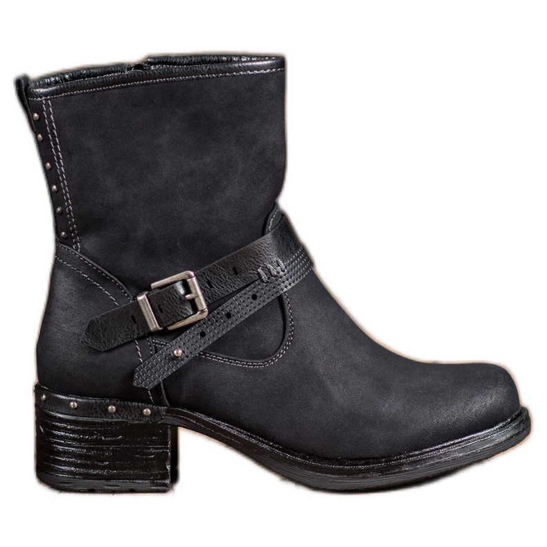 SHELOVET Korkeat saappaat soljella musta