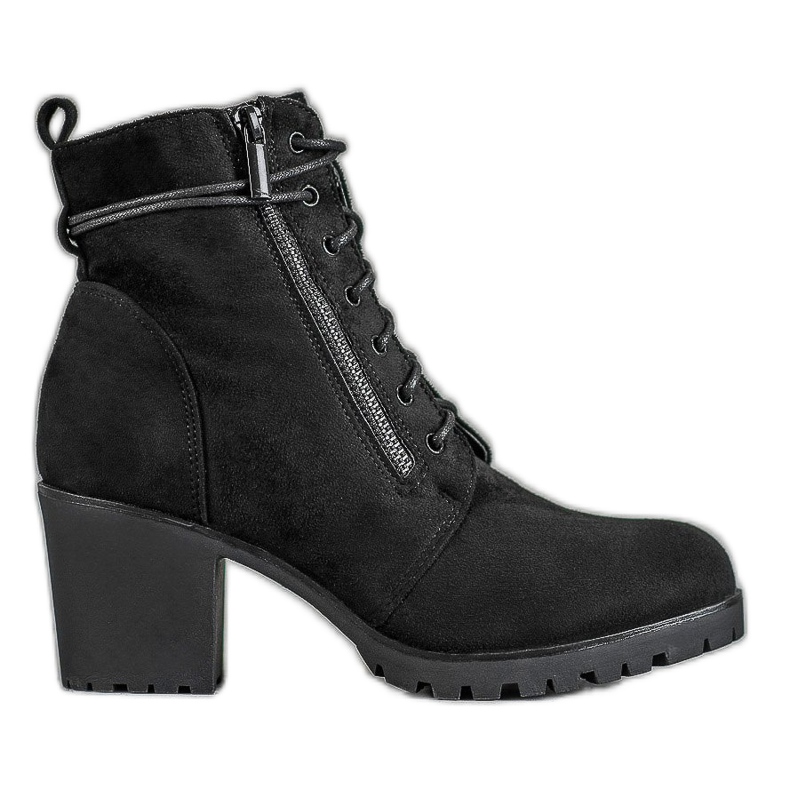 Super Me Nauhalliset saappaat alustalla musta