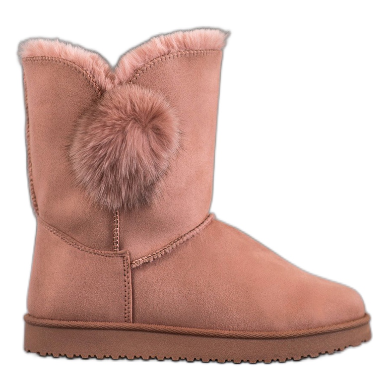 SHELOVET Mukluki Pompomin kanssa vaaleanpunainen