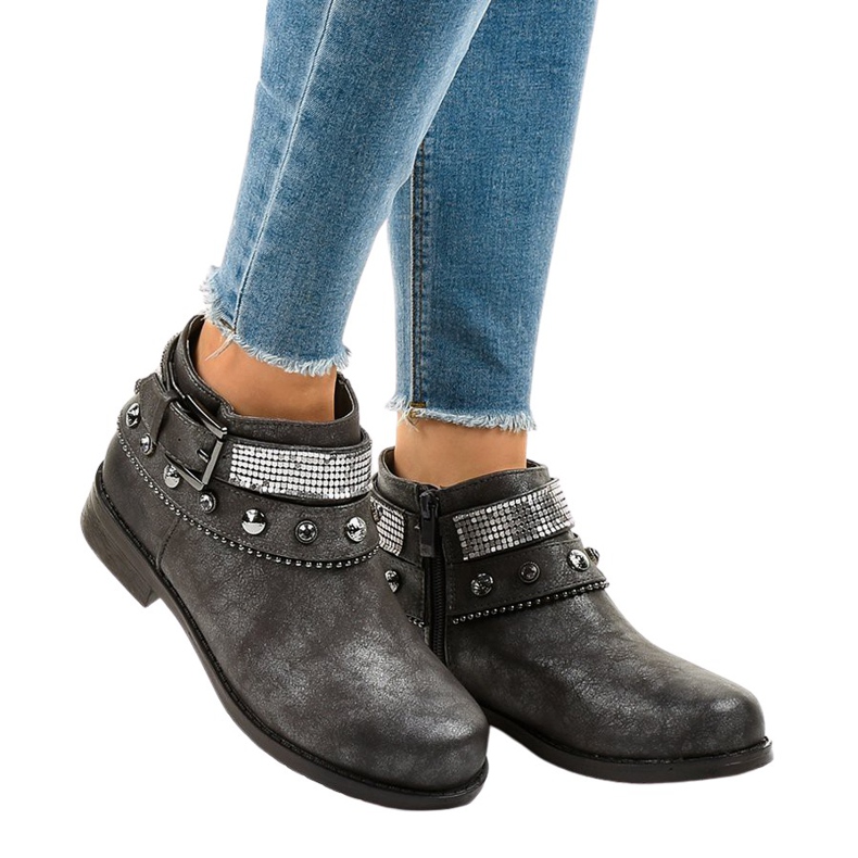 Harmaat saappaat koristeltu LL178 -vetoketjulla