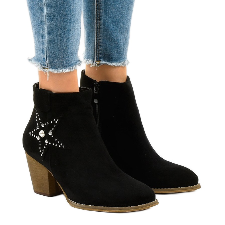 Mustat mokkanahkat tähdellä L88-163