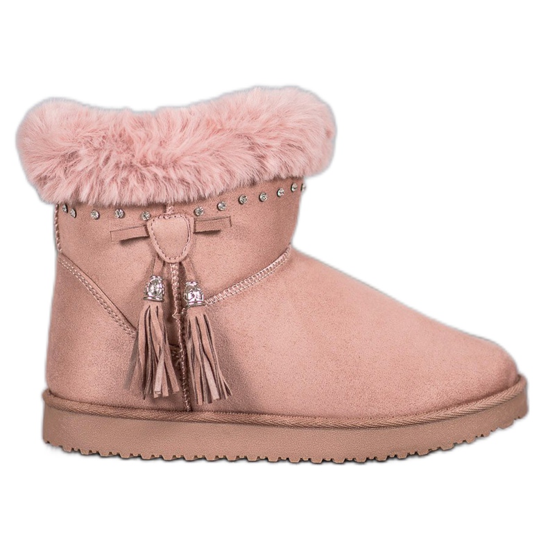 SHELOVET Mukluki kristallien kanssa vaaleanpunainen