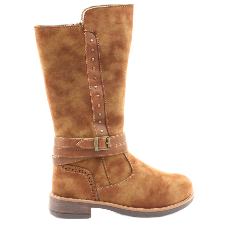 American Club GC31 pitkät saappaat, joissa strassit ruskea