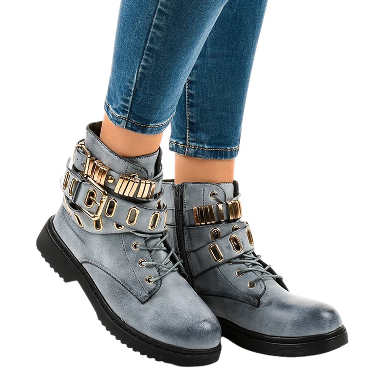 Siniset litteät eristetyt saappaat B2878-KB sininen