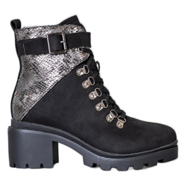 Seastar Snake Print Lace-Up Boot musta