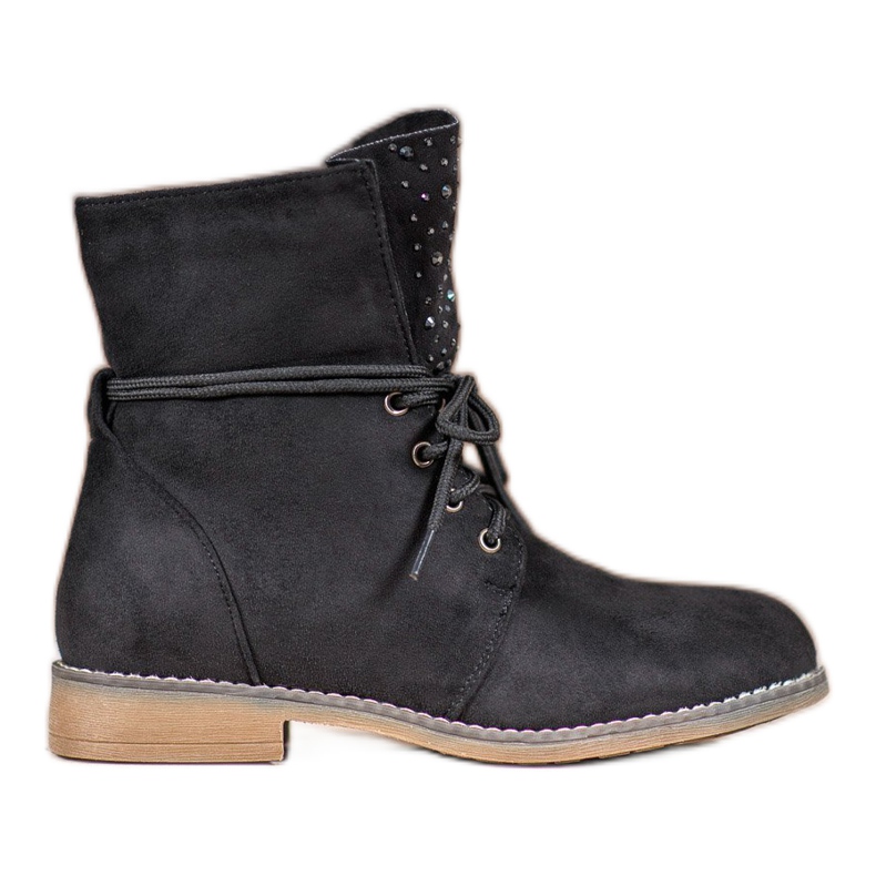 Saappaat kristalleilla musta