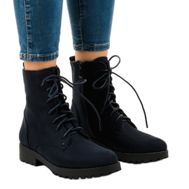 Tummansiniset mokkanahkanauhakengät C-7192 laivastonsininen