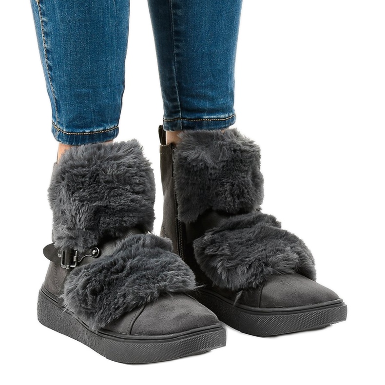 Harmaat mokkaeristetyt saappaat GF-QB08