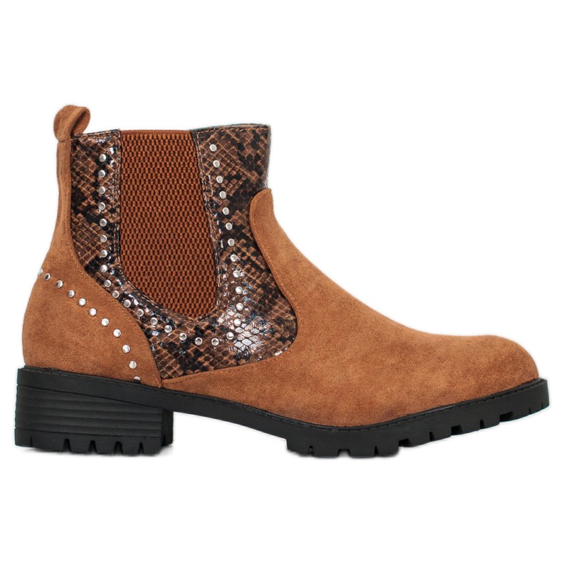 Small Swan Snake Print Chelsea -saappaat ruskea