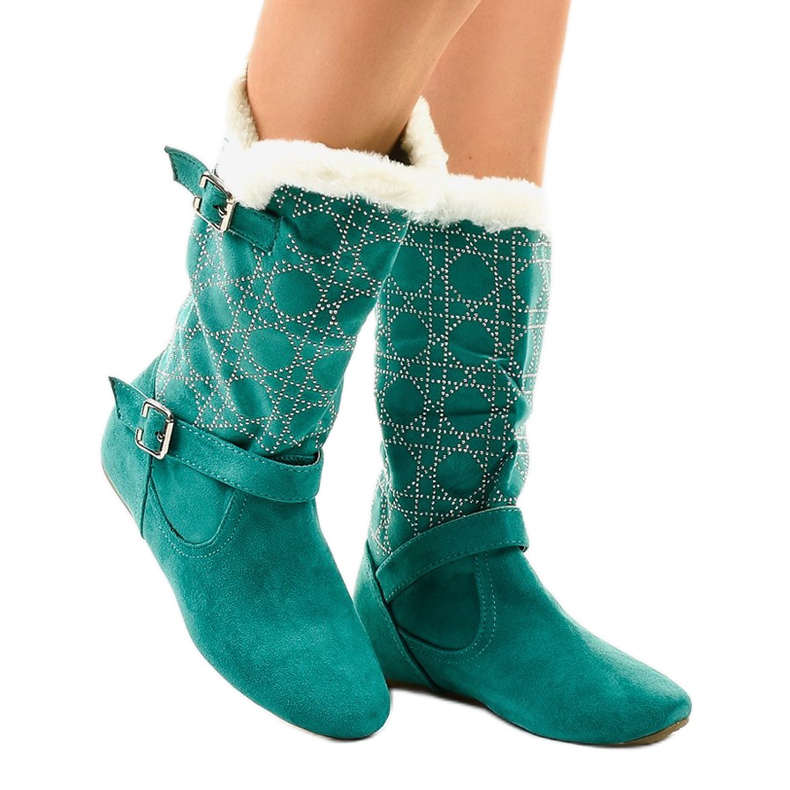 Vihreät litteät saappaat vasikan keskelle R100