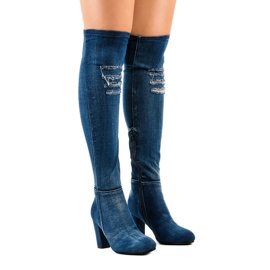 Ahdistuneet denim-saappaat HX15135-96 tummansininen