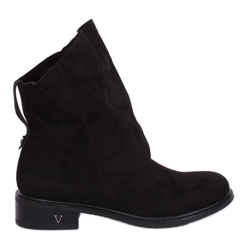 Mustat saappaat, joiden päällinen on rypytettyä musta 6672 Musta