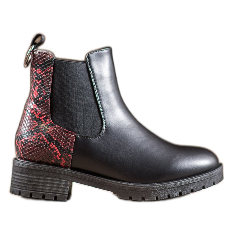 Erino High Chelsea Boots Snake Print musta punainen