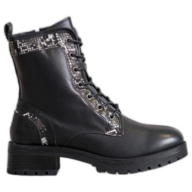 Seastar Lace-up Workers Snake Print musta Seastar Lace-up Workers Snake Print musta