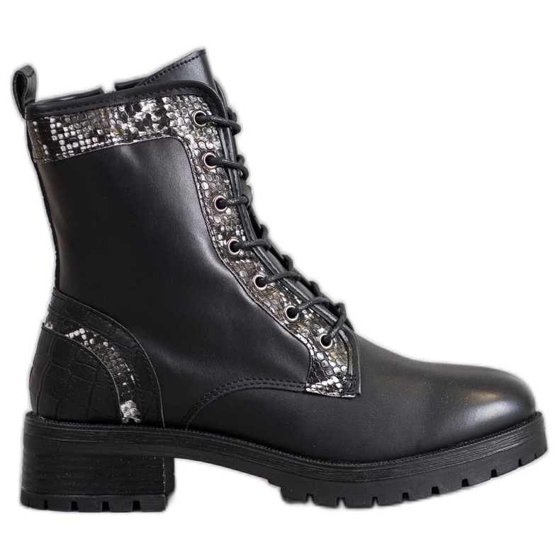 Seastar Lace-up Workers Snake Print musta