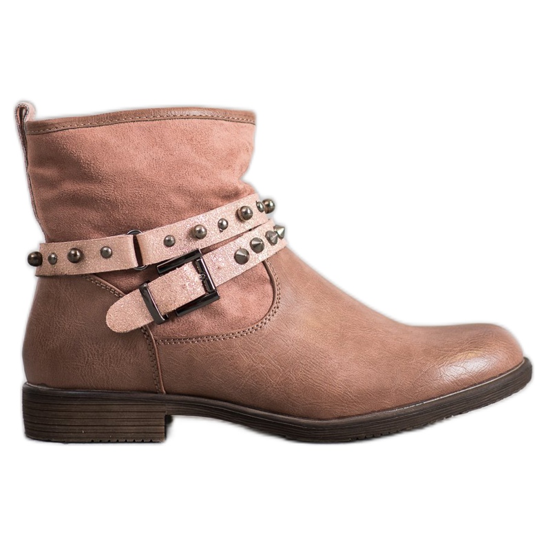 SHELOVET Vaaleanpunaiset saappaat tekojalokivillä vaaleanpunainen