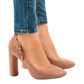 Vaaleanpunainen mokka korkokengät LE037P