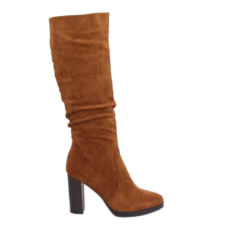 Klassiset korkeakorkoiset saappaat kameli QQ-08 Camel ruskea