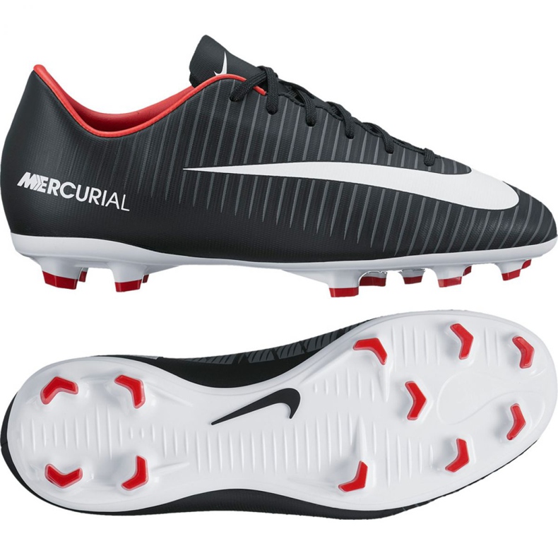 Nike Mercurial Vapor Xi Fg Jr 831945-002 jalkapallokengät musta musta