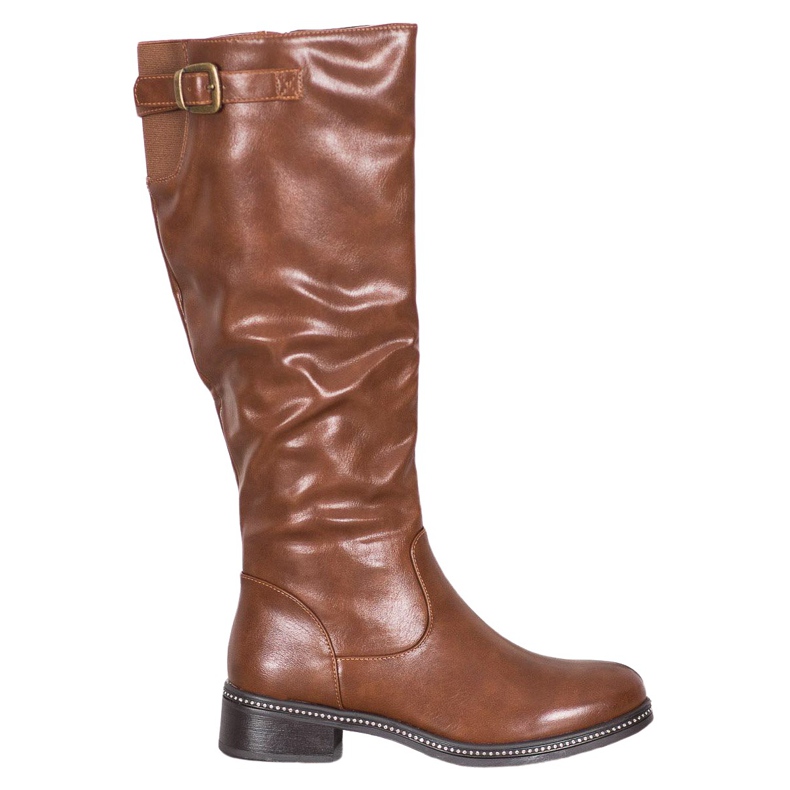 Abloom Korkeat saappaat, joissa kuutio zirkonia ruskea