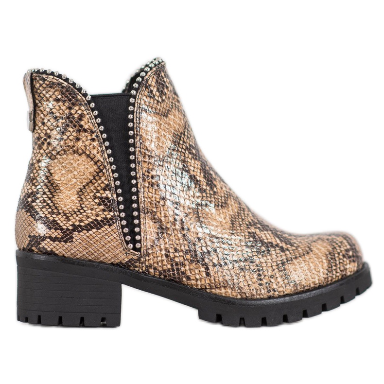 SDS Snake Print Chelsea -saappaat ruskea