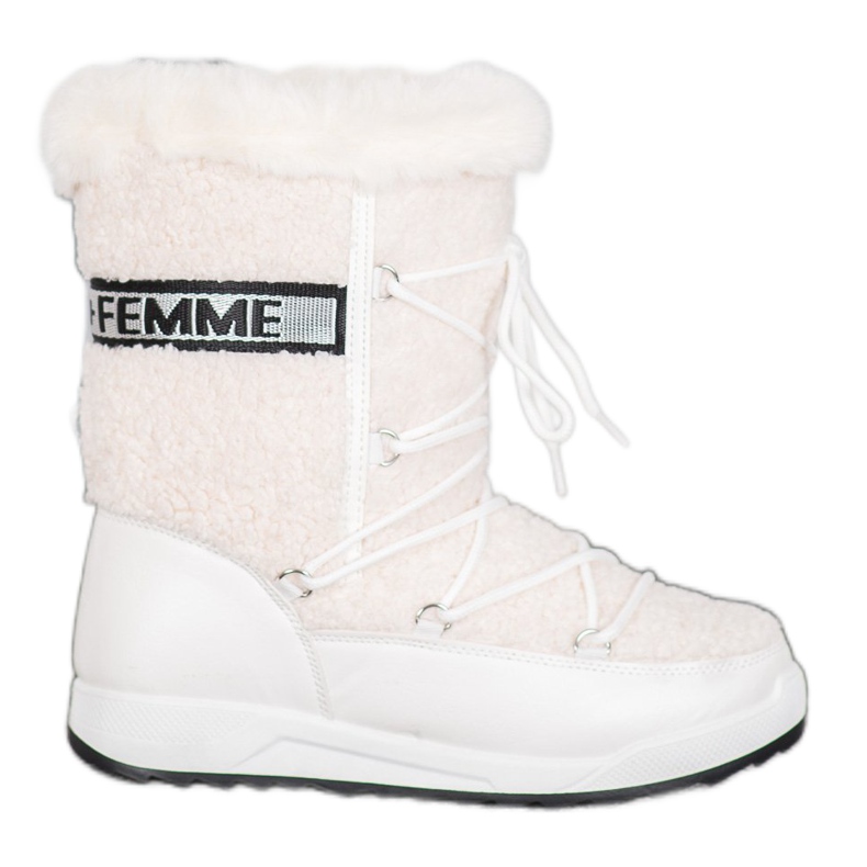 Small Swan Muodikkaat nauhoitetut lumisaappaat valkoinen