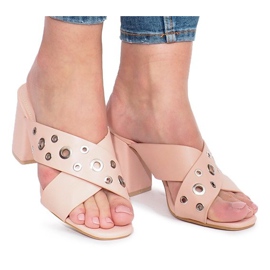 Vaaleanpunaiset korkokengät tohvelit Make A Move vaaleanpunainen