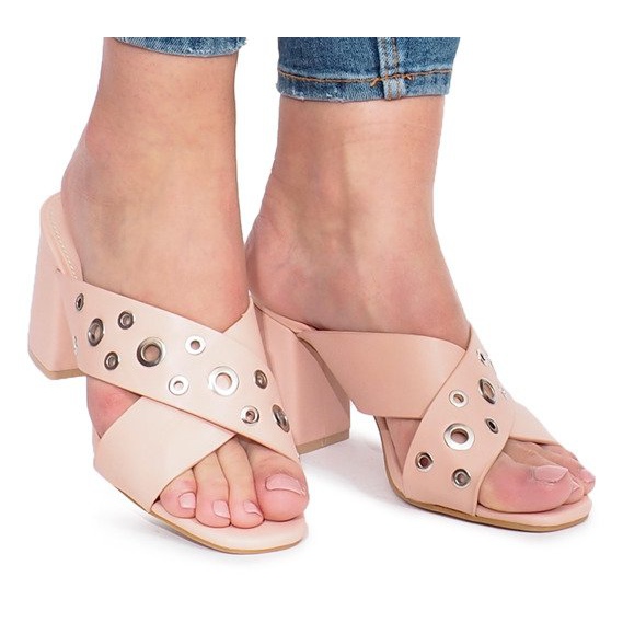 Vaaleanpunaiset korkokengät tohvelit Make A Move vaaleanpunainen