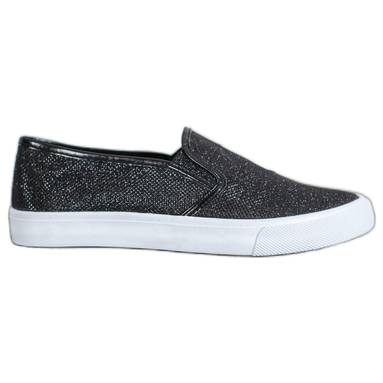 SHELOVET Slip On lenkkarit glitterillä musta
