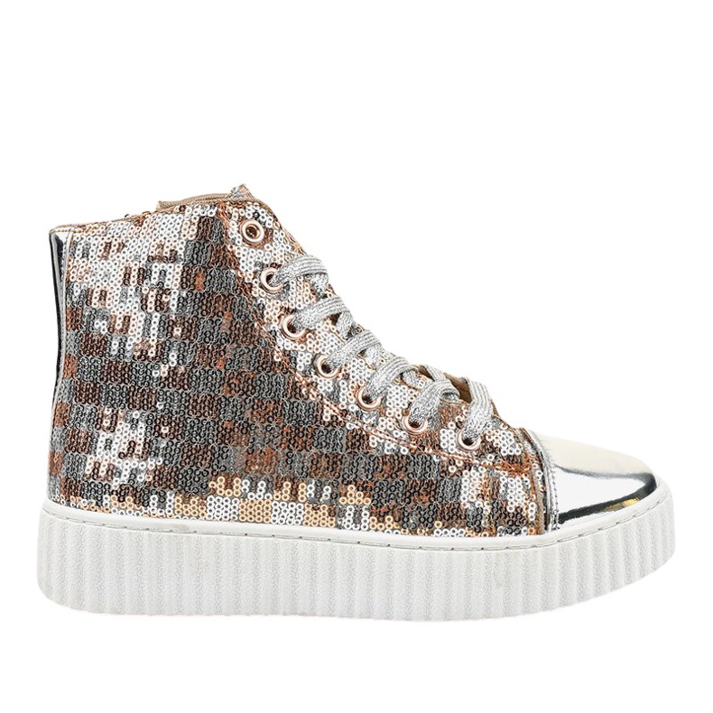 Hopeiset lenkkarit alustalla, jossa on 1761 vetoketjua harmaa